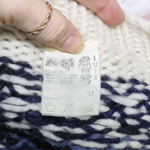 Luis Multicolor 100% Wool Snowfalkes Button Front Knit Sweater Size XL - Picture 4 of 8